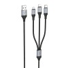 Cablu 3-in-1 Hoco USB-A la Lightning, Micro-USB, Type-C, 2.4A, X102, 1m, Negru