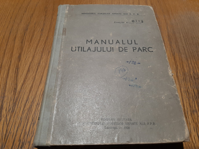 MANUALUL UTILAJULUI DE PARC - Editura Militara, 1958, 430 p.