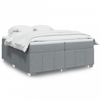 vidaXL Pat box spring cu saltea, gri deschis, 200x200 cm, textil 3285498 foto