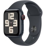 Apple Watch SE (2024), GPS, Cellular, Carcasa Midnight Aluminium 40mm, Midnight Sport Band - M/L