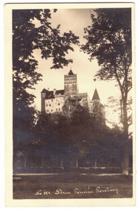1363 - BRAN, Brasov, Dracula TOWER - old postcard, real PHOTO - used - 1933