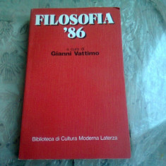 FILOSOFIA '86 - GIANNI VATTIMO (CARTE IN LIMBA ITALIANA)