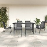 Set mobilier de gradina, 7 piese, negru, otel si textilena GartenMobel Dekor, vidaXL