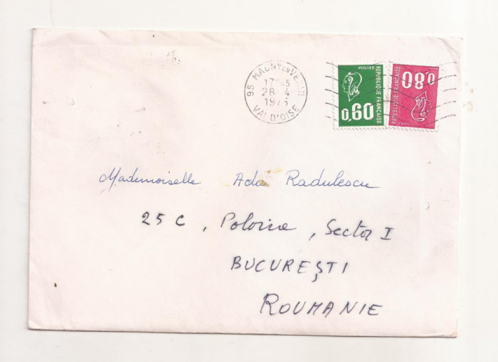 FD16 - Plic Circulat international Franta - Romania 1976