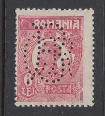 ROMANIA 1920 - FERDINAND UZUALE BUST MIC 6 LEI ROSU NECIRCULAT PERFIN BCR MNH foto