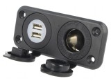 Soclu brichetă auto USB A x2, negru