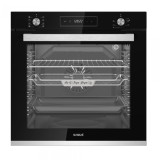 Cuptor incorporabil Samus SCE828GCF3D, 80 L, Grill electric, 8 functii, 2500 W, Panou slim din sticla neagra