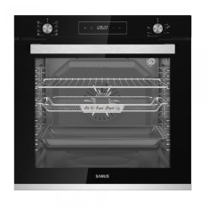 Cuptor incorporabil Samus SCE828GCF3D, 80 L, Grill electric, 8 functii, 2500 W, Panou slim din sticla neagra