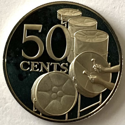 TRINIDAD &amp;amp; TOBAGO 50 CENTS 1976 PROOF, foto