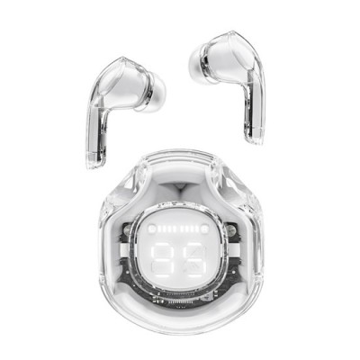 Casti Bluetooth 5.3, Type-C, IPX4, AI Call Noise Reduction, Display Digital - Acefast (T8) - White Moon foto