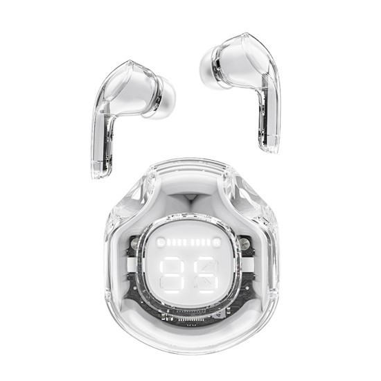 Casti Bluetooth 5.3, Type-C, IPX4, AI Call Noise Reduction, Display Digital - Acefast (T8) - White Moon