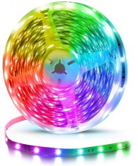 Kit Banda Flexibila LED SIKS Cu Telecomanda + Adaptor + Sursa, Lungime 5 metri, Lumini Albastru, Verde, Rosu