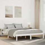 vidaXL Cadru pat foarte lung fără saltea, alb, 140x210 cm lemn masiv