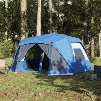 vidaXL Cort camping pentru 10 persoane, albastru, impermeabil foto