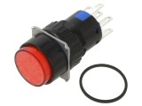Comutator ONPOW SPDT x2, IP65, 0,5A/220VAC, acţionat prin apăsare