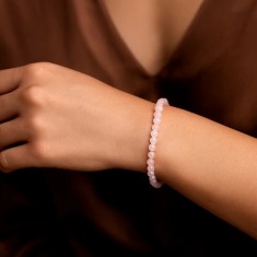 Bratara cuart roz, pietre semipretioase ale iubirii, cca 47 pietricele mici de 4 mm