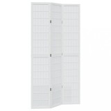 Paravan camera 3 panouri, alb, lemn masiv paulownia