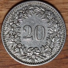 Elvetia - moneda de colectie istorica - 20 rappen 1909 B raruta - impecabila !