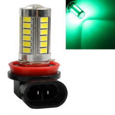 Led bec H11 cu lupa 33 smd 5630 de culoare verde, pentru proiectoare foto