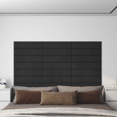 vidaXL Panouri de perete 12 buc. Negru 60x15 cm catifea 1,08 m&sup2; 343840