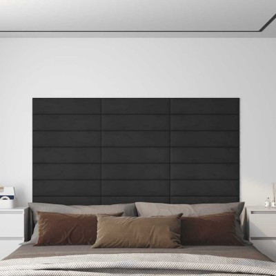 vidaXL Panouri de perete 12 buc. Negru 60x15 cm catifea 1,08 m&amp;sup2; foto