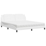 Cumpara ieftin Pat cu saltea, Zadar, alb, 180x200 cm, piele ecologica