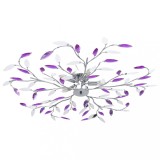 Lustră cu brațe tip frunze cristal acrilic violet 5 becuri E14