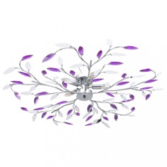 vidaXL Lustră cu brațe tip frunze cristal acrilic violet 5 becuri E14