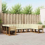 vidaXL Set de canapele de exterior cu pernă 10 pcs Natural și Crem 3369085