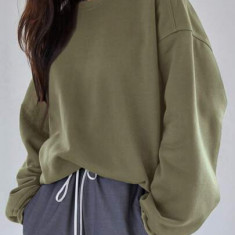 Hanorac oversized, cu maneca lunga, verde, dama, Shein