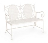 Cumpara ieftin Bancuta fier forjat alb patinat Emily 115 cm x 60 cm x 92h