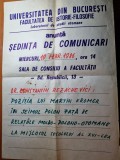 afis universitatea din bucuresti-facultatea de istorie si filozofie-anul 1986