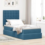 Cumpara ieftin Pat cu LED si saltea Albastru inchis 90 x 190 cm Catifea