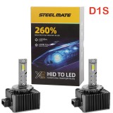 Set de 2 Becuri Faruri Conversie Hid-Led, Steelmate LED D1S Led, Plug &amp; Play, 6000k, Miez Cupru, Radiator Aluminiu Silentios, Calitate Premium