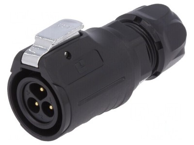 Conector circular mufă 16 02 tată PIN 3 aurit 10A foto