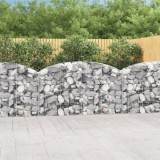 Cumpara ieftin Cos Gabion Arcuit Gossi 200x30x100/120cm Fier Galvanizat Argintiu. Lada Gabion Gradina, Perete Sprijin, Bariera Fonica Decorativa