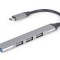 HUB extern GEMBIRD, porturi USB: USB-A 3.1 x 1, USB-A 2.0 x 3, conectare prin USB Type-C, argintiu, &quot;UHB-CM-U3P1U2P3-03&quot; (timbru verde 0.8 lei)