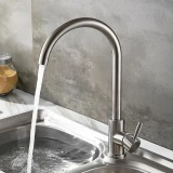 Baterie Bucatarie Monocomanda Pipa Pivotanta Cartus Ceramic Inox Satinat Racorduri Kit Fixare Incluse, Korman Technik
