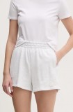 Dkny pantaloni scurți din bumbac femei, culoarea gri, uni, high waist, DP5S5252