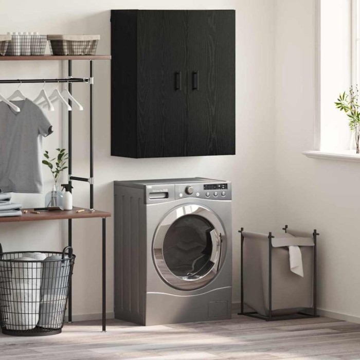 vidaXL Dulap montat pe perete Stejar negru 69.5 x 34 x 90 cm