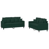 Cumpara ieftin Set de canapele cu perne, 2 piese, verde inchis, catifea