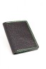 Portcard din piele naturala, lucrat si cusut manual, Orion, Handmade, Negru print ( cusatura verde ), Produs in Romania, Elyk Creation