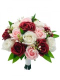 Buchet mediu personalizabil cu trandafiri, verdeata si frunze (Grena, Roz, Alb), Eventissimi&reg;