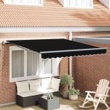 VidaXL Obra de soare retractabilă automată Negru 350x250 cm