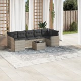 Cumpara ieftin Gossi set mobilier de gradina cu perne, 8 piese gri deschis poliratan