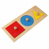 Puzzle Montessori educativ, 3 forme geometrice cu maner CX-1002