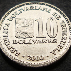 Moneda exotica 10 BOLIVARES - VENEZUELA, anul 2000 * cod 3723 = A.UNC