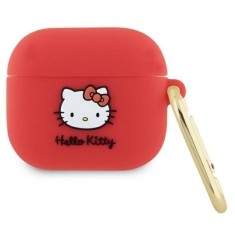 Husa pentru Apple AirPods 3 - Hello Kitty Silicone 3D Kitty Head (HKA33DKHSF) - Red