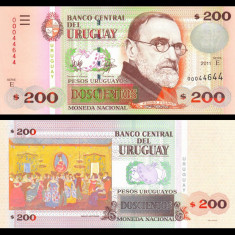 URUGUAY █ bancnota █ 200 Pesos Uruguayos █ 2011 █ UNC █ necirculata