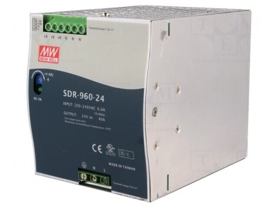Alimentator: pulsatoriu pentru şină DIN 960W 24VDC 40A OUT: 1: cod: SDR-960-24, foto